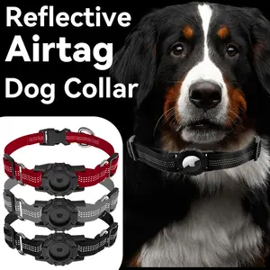 Collier de chien robuste support en nylon réglable moyen grand chien étui pour collier pour animaux de compagnie pour airtags