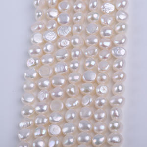 Perles d'eau douce naturelles pour collier DIY, bijoux, 6-7/7-8 mm, accessoire semi-fini avec trou latéral, perles lâches à deux faces, perles légères - Product Image 1