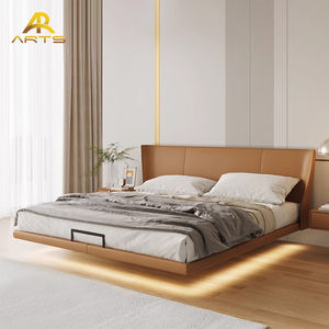 Cama <span class=keywords><strong>de</strong></span> lujo moderna <span class=keywords><strong>de</strong></span> alta calidad a <span class=keywords><strong>precio</strong></span> <span class=keywords><strong>de</strong></span> fábrica, dormitorio principal, cama <span class=keywords><strong>de</strong></span> cuero suspendida tapizada doble flotante minimalista - Product Image 4