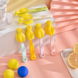 <b>Bottle</b> Cleaning <b>Brush</b> Sponge Head Soft PP Material For Baby Nipple Pacifier Cleaning Tool With Handle Colorful Design - Product Image 1