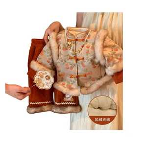 Tongxingyuan Girls Chinese Style Winter Outfit Set Thickening Fleece Lining New Year Toddlers Baby Two Piece - Product Image 5