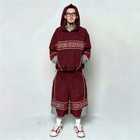 Survêtements personnalisés de haute qualité en polyester, ensembles de jogging 2 pièces, survêtements patchwork, ensemble short et sweat à capuche pour hommes, fabricant