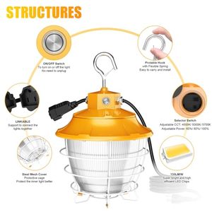 IP65 100W <b>LED</b> Pro Temporary <b>Work</b> <b>Light</b> 5000K 360 Beam Angle Aluminum Alloy ETL DLC Certified Hanging Construction Lighting - Product Image 3