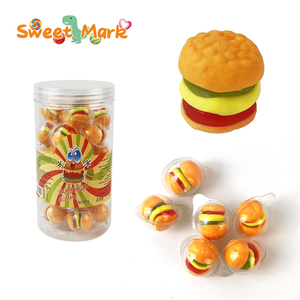 Bonbons gélifiés aromatisés aux fruits en forme de <span class=keywords><strong>mini</strong></span> <span class=keywords><strong>hamburger</strong></span> mignons, <span class=keywords><strong>halal</strong></span>, en pot avec boîte d'emballage incluse - Product Image 1
