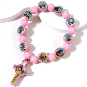 Pulseras con Cruz de Jesús en Azul y Rosa <span class=keywords><strong>KOMI</strong></span> para Mujeres y Hombres, Pulseras de Rosario con Cuentas de Colores, Brazaletes para Niños y Niñas, Regalos - Product Image 2