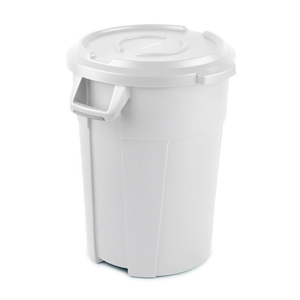 Cestino per Rifiuti Rotondo 85 L Bianco con Coperchio per Uso Interno ed Esterno - Product Image 2