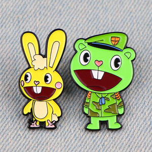 Sming Pin Enamel pohon bahagia Pin kelinci lucu kerah lencana topi hewan mode bros dibuat sesuai pesanan - Product Image 4