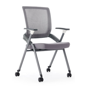 Chaises de salle de réunion empilables modernes avec Logo personnalisé, chaises de formation de bureau en maille pivotante pour étudiants avec bloc-notes - Product Image 6