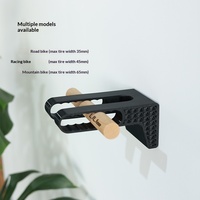 Support mural pour vélos de route et de montagne en bois de hêtre noir et plastique, rangement durable pour pneus de 35-65 mm, utilisation en intérieur