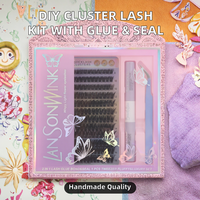 Kit d'extensions de cils en grappe faites à la main, colle à cils double CC, adhésif scellant, impression de logo de marque privée, cils artificiels segmentés DIY