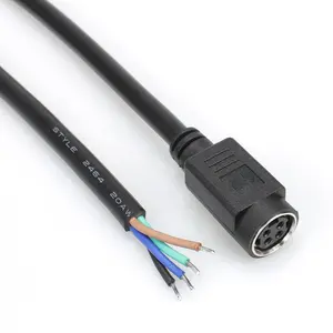 customize Power Din 4Pin DC Cord Female Mini DIN To Open End Cable 20AWG