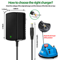 Chargeur de batterie 12V 1A 12W avec prise universelle en ABS+PC pour voiture électrique pour enfants OEM ODM avec éclairage LED