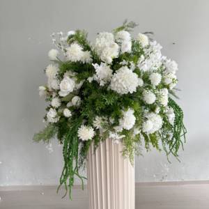 Luxe groene roos real touch hortensia bloemenbal kunstbloem bruiloft tafeldecoratie met amarant bladeren voor bruiloften - Product Image 5