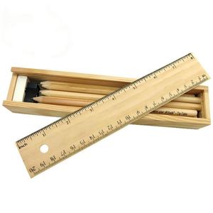Vente en gros de boîtes ou étuis promotionnels en bois pour ensembles de crayons de couleur avec taille-crayon et gomme, papeterie écologique, logo personnalisé - Product Image 3