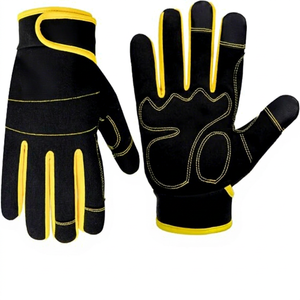 Gants de travail en PU noir JNA GROUP, bouts des doigts texturés, antidérapants, résistants à l'abrasion, avec poignet élastique, usage général, sans latex - Product Image 1