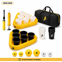 Table de beer pong gonflable JH 6FT avec 12 gobelets et balles, jeu de fête aquatique flottant en forme de triangle pour piscine, pelouse et plage, vente en gros