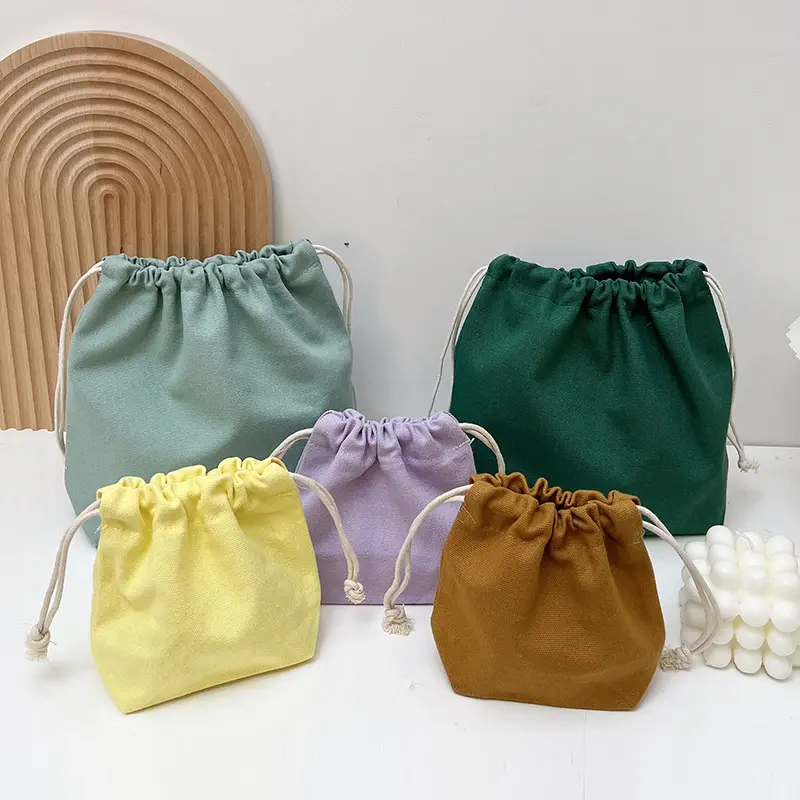 New design dust proof drawstring storage makeup bag recycled canvas makeup pouches women travel dustproof cosmetic bags