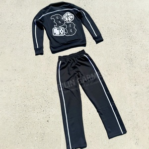 2025 Custom logo Stripe Tracksuit Cotton Zip up Jackets and <b>Pants</b> Casual Design High Quality Jogging Tracksuit Sweat Suits Men - Product Image 2