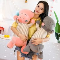 Couverture de sieste et oreiller 2-en-1 en peluche, motif éléphant et hippopotame mignons, confortable, pour le sommeil des enfants, adaptée à la climatisation