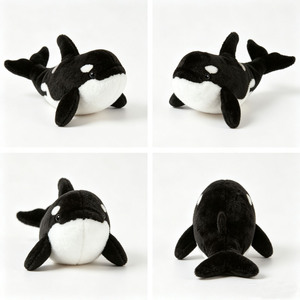 Jouets en peluche de baleines tueuses de taille géante représentant des animaux marins - Product Image 6