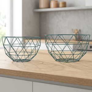 Panier en fil métallique de forme ovale, écologique, avec revêtement en poudre verte, KS International - Product Image 2
