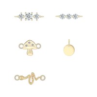 Vente en gros, Tendance : Breloque serpent en or rose 9K anti-ternissement avec double anneaux de jonction, pour bracelet permanent pour filles