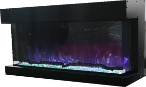 Cheminée électrique moderne Flamme 7 couleurs Vue sur trois côtés <span class=keywords><strong>D</strong></span>écoration intérieure chauffée au feu pour usage domestique Insertion facile en métal - Product Image 4