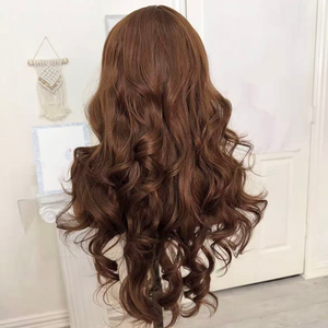 Pelucas de Cabello Virgen Vietnamita <span class=keywords><strong>con</strong></span> Cierre de Encaje, <span class=keywords><strong>Corte</strong></span> en Capas, <span class=keywords><strong>Ondulado</strong></span> Suelto, Color Marrón, Densidad 180%, <span class=keywords><strong>con</strong></span> <span class=keywords><strong>Flequillo</strong></span> - Product Image 4