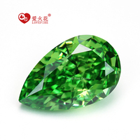 Zircone cubique artificielle Sparkle 4K, taille poire, vert herbe, taillée à la machine, effet givré, pour la fabrication de bijoux