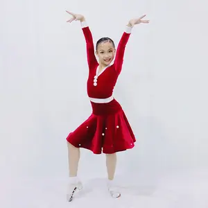 Kostum tari Modern pertunjukan latihan merah Latin