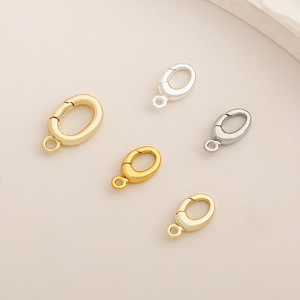 Fermoir ovale plaqué or 18 carats en cuivre pour la fabrication de colliers, accessoires DIY de forme ronde, boucle de connexion - Product Image 4