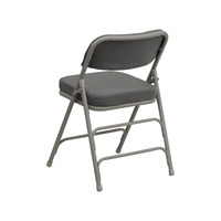 Chaise pliante portable en métal pour jardin extérieur, pliable, incurvée de qualité supérieure, en tissu gris à triple contreventement