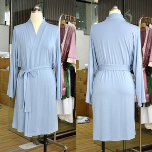 Robe kimono en modal douce et respirante, tissu tricoté de haute qualité 230 g/m², couleur unie, grande taille, longueur genou, vêtements de nuit pour femmes - Product Image 3