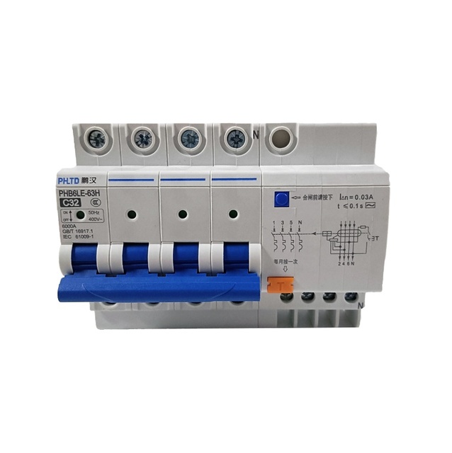 4P+N 32A 63A RCCB Elcb Earth Leakage Circuit Breaker Earth Leakage with Overload protection Leakage Breaker Elcb Electrical