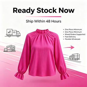 Blusa Plissada Feminina de Manga Longa com Renda e Gola Alta, Caimento Relaxado e Fluido, Camisa Casual Sólida para Primavera e Verão - Product Image 4
