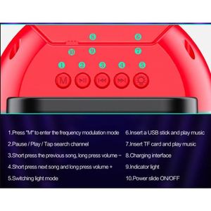 Enceinte Bluetooth Kakusiga 2x5W avec radio FM, lecteur de carte USB SD, portable - Product Image 6