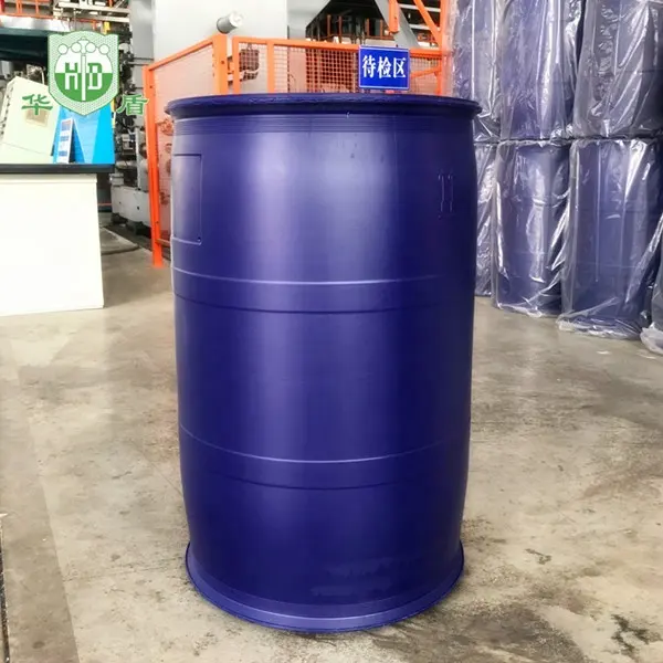 Tamburo di plastica 200L barilotto chimico HDPE blu 200 litri/KG secchio per soffiaggio doppio coperchio 55 galloni