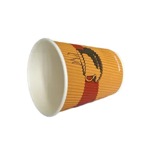 Biodegradable Ripple Wall Paper Cups Customized Ripple Wall Paper Cup For Hot Drinks