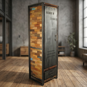Industrial Foldable Vintage Modern Appearance Iron Metal Tall Single Door Living Room Villa Farmhouse Home Furniture <b>Cabinet</b> - Product Image 2