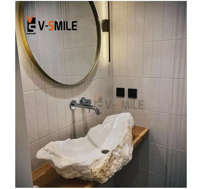 Lavabo a mano di vanità di pietra di marmo naturale per la mobilia del bagno dell'unità di vanità del lavandino del bagno dell'hotel