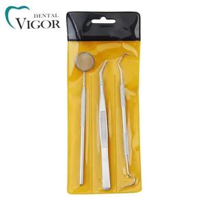 Dental Pick <b>Teeth</b> <b>Cleaning</b> <b>Tools</b> 3Pc Stainless Steel Dental IProbe Forceps Mouth Mirror Kit - Product Image 3
