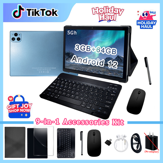 New Trend 10.1 Inch WiFi 5G Tablet 2in1 Octa Core MTK Android12 1280*800 IPS 3GB RAM 64GB ROM GSM Business Keyboard PC