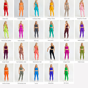 Benutzer definiertes Logo Frauen Yoga Sport Set Einfarbig Anti-Bakterien Sport BH Top und hoch taillierte nahtlose Workout Butt Lift Leggings - Product Image 2