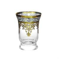 Verre à thé rouge orné d'or, verre Istikan, motif orné, design élégant, parfait pour le thé rouge, les cérémonies