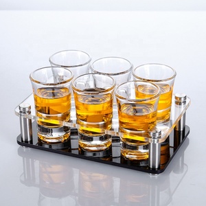 사용자 정의 투명 블랙 화이트 플라스틱 아크릴 6 팩 맥주 병 홀더: 2 단 조립 디자인 플렉시 유리 맥주 홀더 - Product Image 1