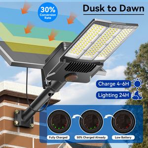 Duurzame, hoge lichtopbrengst, IP65 aluminium behuizing, zonne-energie LED straatlamp met <span class=keywords><strong>radar</strong></span> bewegingsmelder, geschikt voor commerciële parkeerplaatsverlichting - Product Image 2