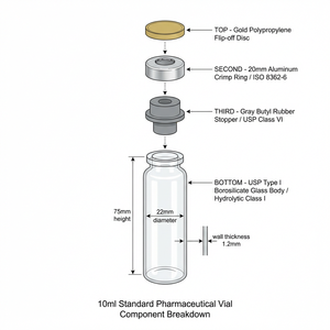 Vial <b>10</b>-Unit Master Research Set - USP Type I Borosilicate Glass Vials with Gold Flip-off Crimp Cap Professional Kit - Product Image 3