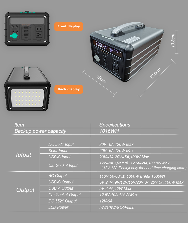 Portable extérieur mobile imperméable durable d'alimentation d'énergie solaire de 1016Wh 1