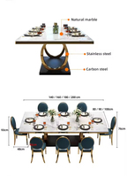 Ensemble table à manger moderne et luxueux en marbre avec base en acier inoxydable Mobilier de salle à manger Offre Spéciale au design rectangulaire pour la maison