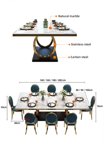 Tavolo <span class=keywords><strong>da</strong></span> pranzo in marmo di lusso moderno con Base in acciaio inox Design rettangolare vendita calda sala <span class=keywords><strong>da</strong></span> pranzo <span class=keywords><strong>mobili</strong></span> per uso domestico - Product Image 2